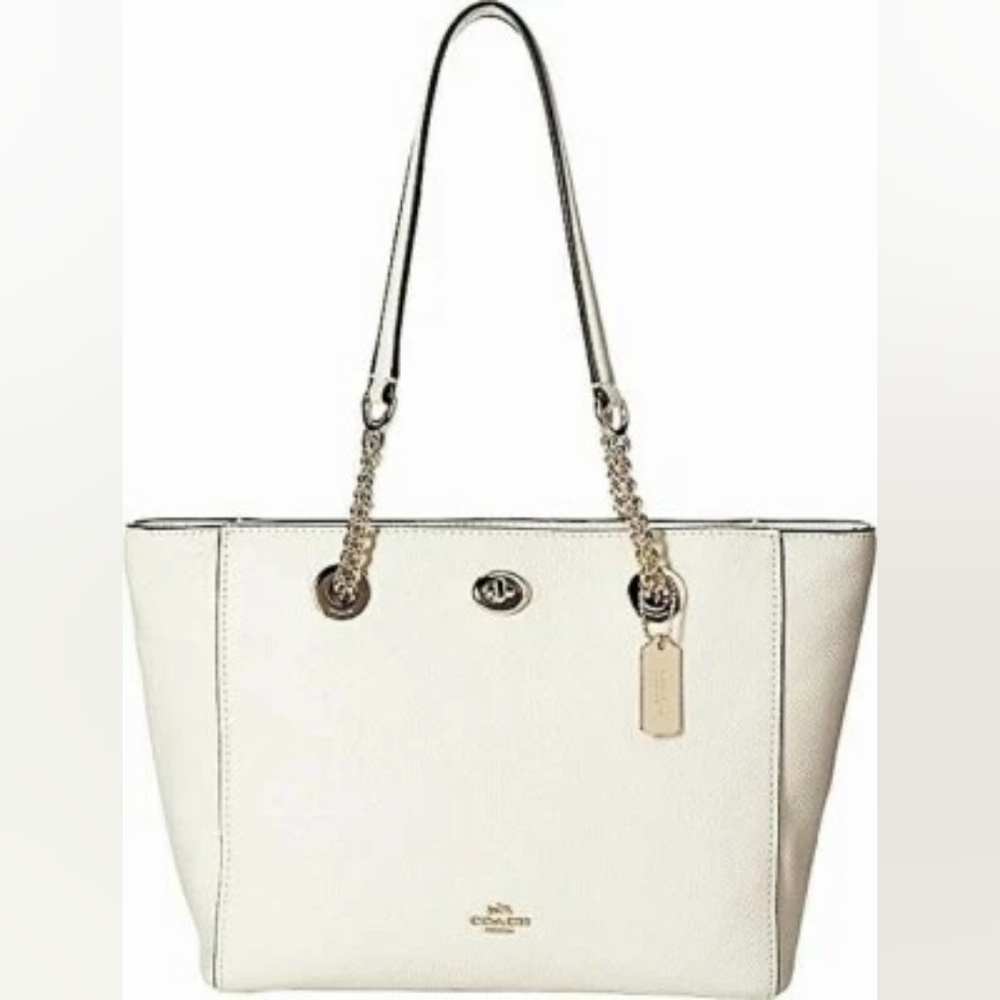 Coach Pebbled Turnlock Chain Tote 57107